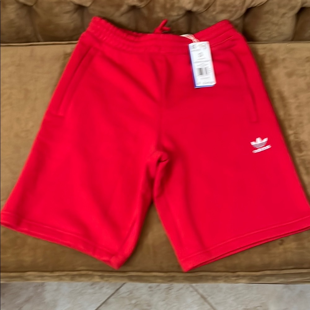 Adidas Red Athletic Shorts with Elastic Waistband